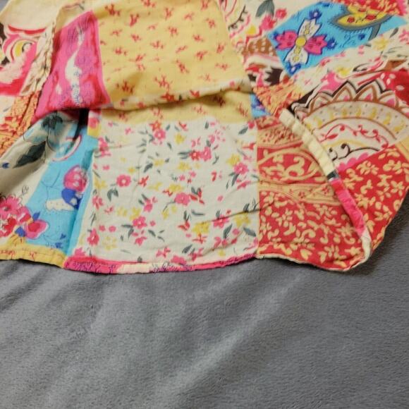 MKM Shirt Womens Small Pink Patchwork Strap Tank Top Beige Smocked Back Button - Picture 5 of 11